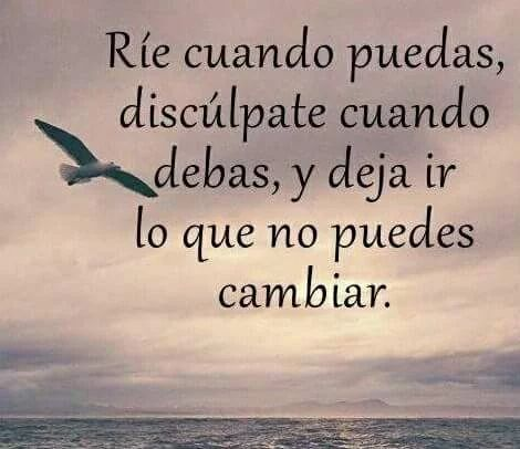 Ríe cuando puedas,discúlpate cuando debas, y deja ir lo que no puedes cambiar