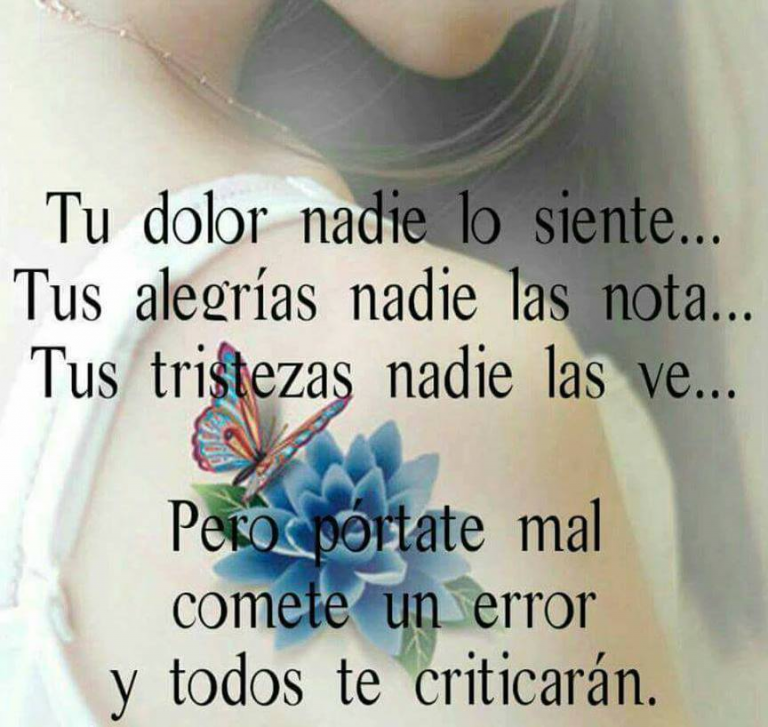 Tu dolor nadie lo siente… Tus alegrías nadie las nota… Tus tristezas ...