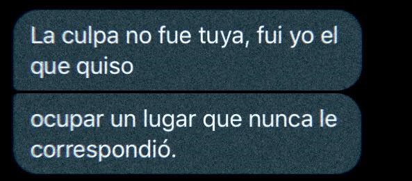 La culpa no fue tuya, fui yo el que quiso ocupar un lugar que nunca le correspondió.