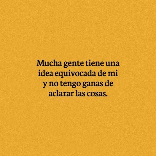 Mucha gente tiene una idea equivocada de mí y no tengo ganas de aclarar las cosas