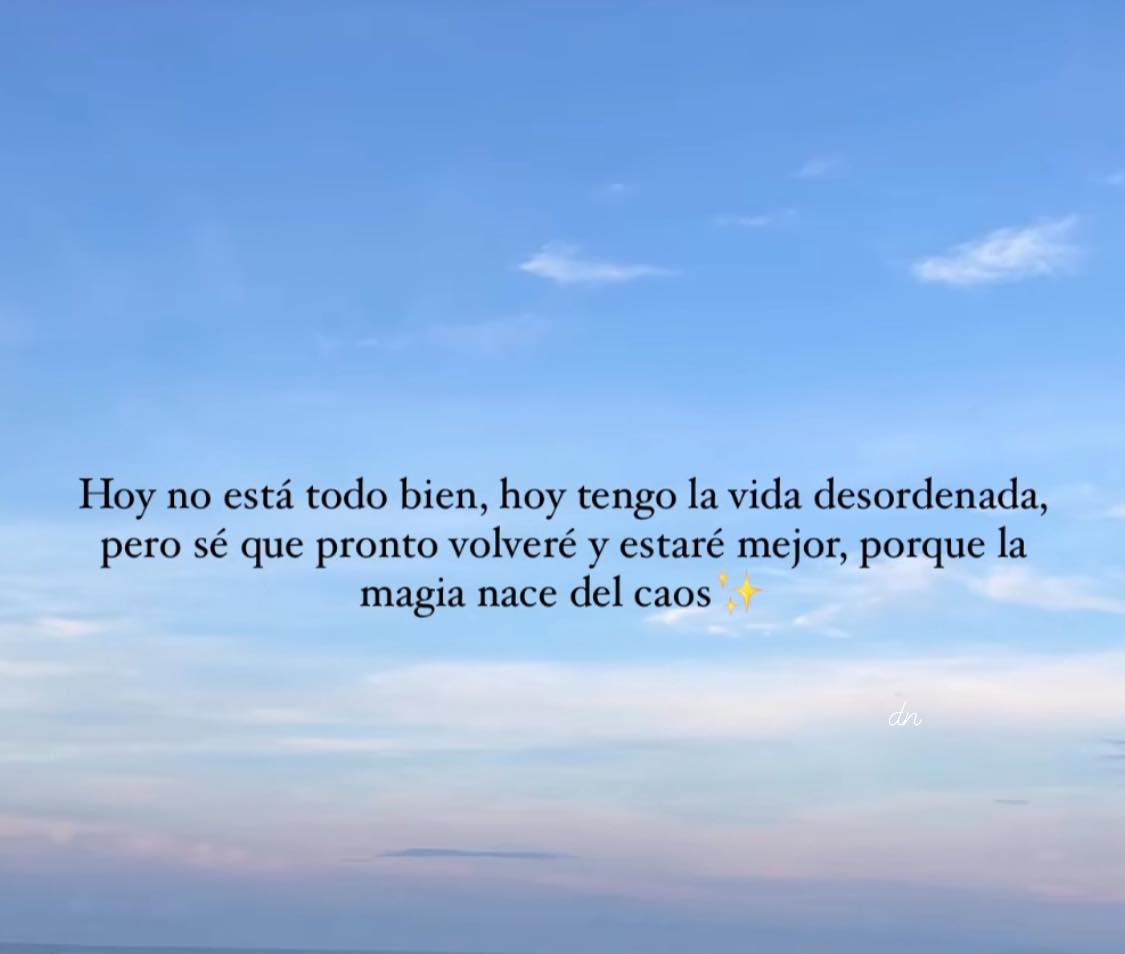 Hoy no está todo bien, hoy tengo la vida desordenada, pero se que pronto volveré