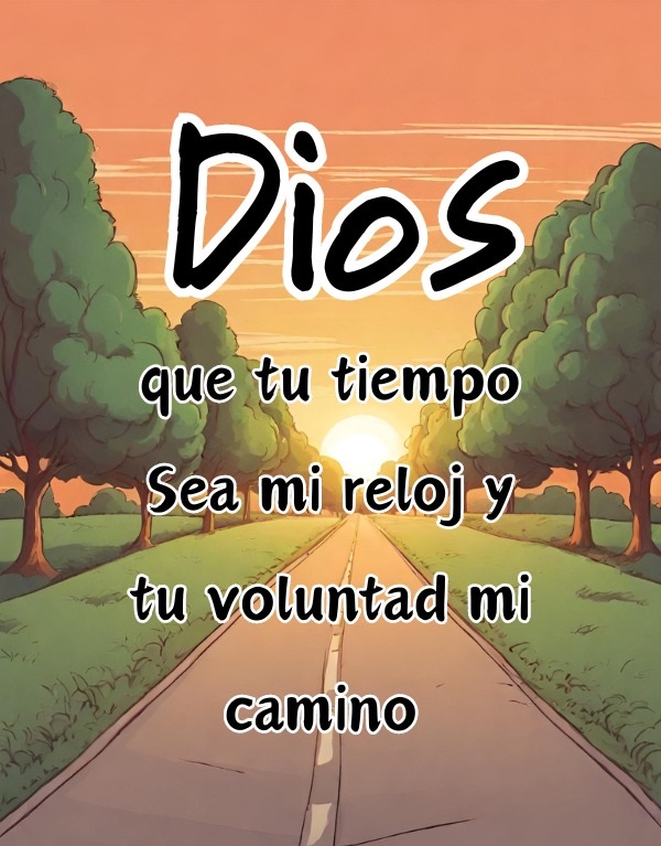 Dios que tu tiempo sea mi reloj y tu voluntad mi camino.🙏