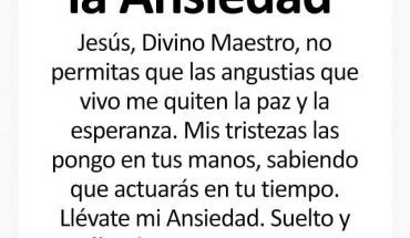 Oración contra la Ansiedad