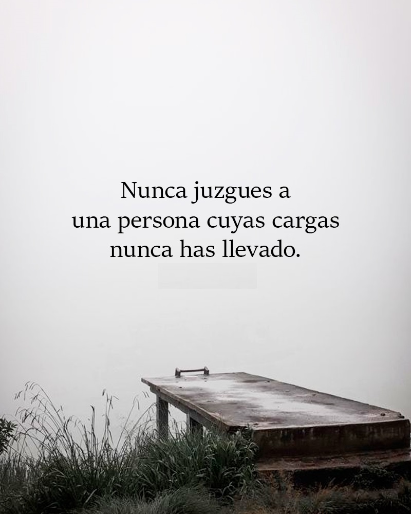 Nunca juzgues a una persona cuyas cargas nunca has llevado