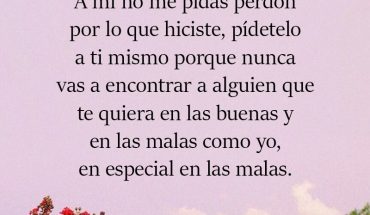 A mí no me pidas perdón por lo que hiciste, pídetelo a ti mismo