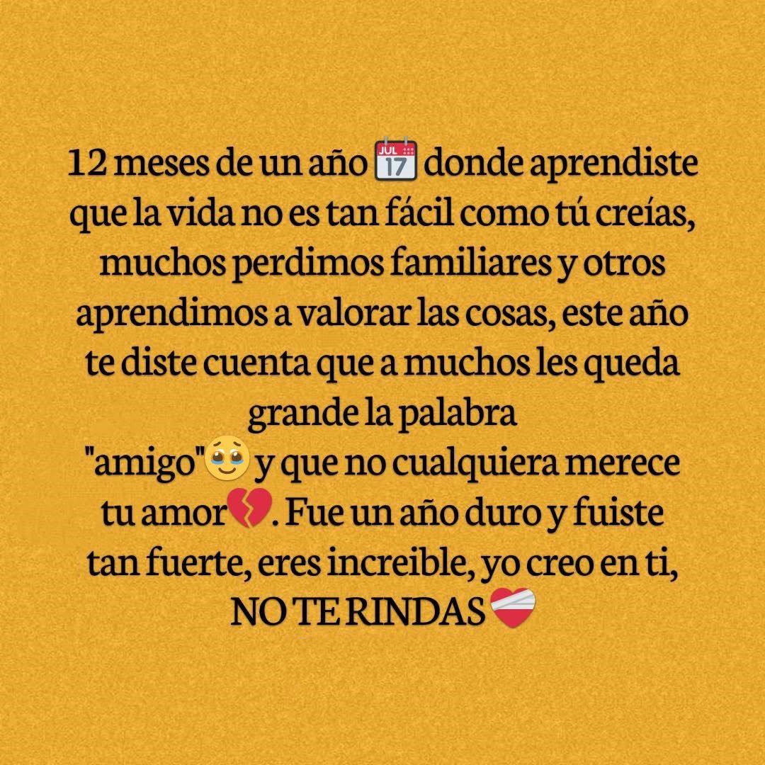 12 meses de un año donde aprendiste que la vida no es tan fácil como tú creías