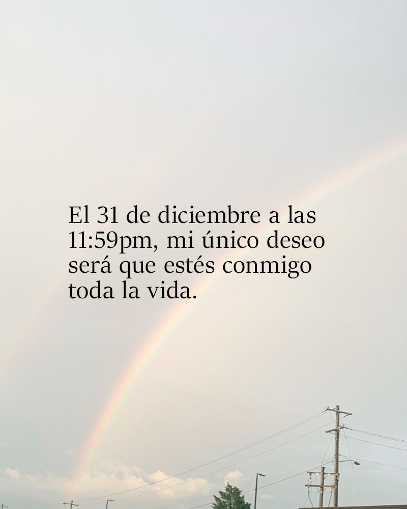 El 31 de Diciembre a las 11:59pm, mi único deseo será que estés conmigo toda la vida