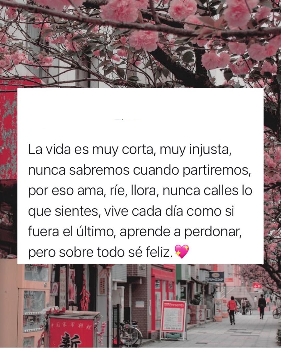 La vida es muy corta, muy injusta, nunca sabemos cuando partiremos, por eso ama