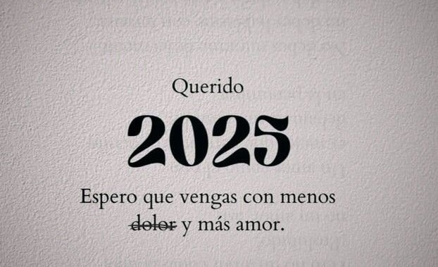 Querido 2025 espero que que vengas con menos dolor y más amor