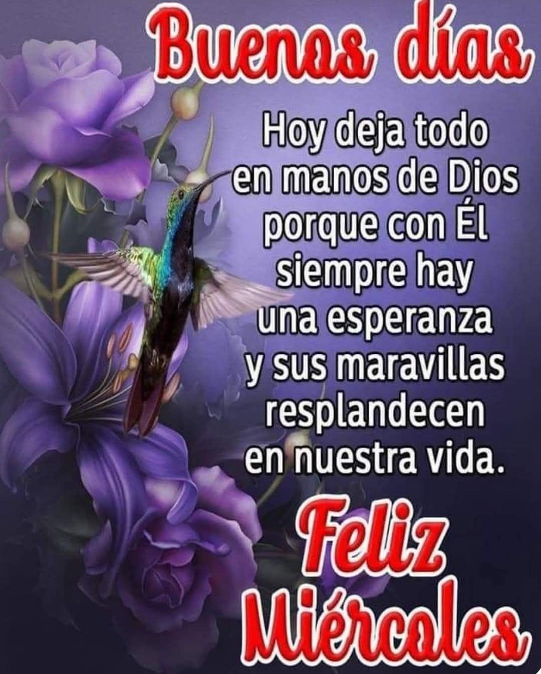 Buenos días Hoy deja todo en manos de Dios porque con Él siempre hay una esperanza