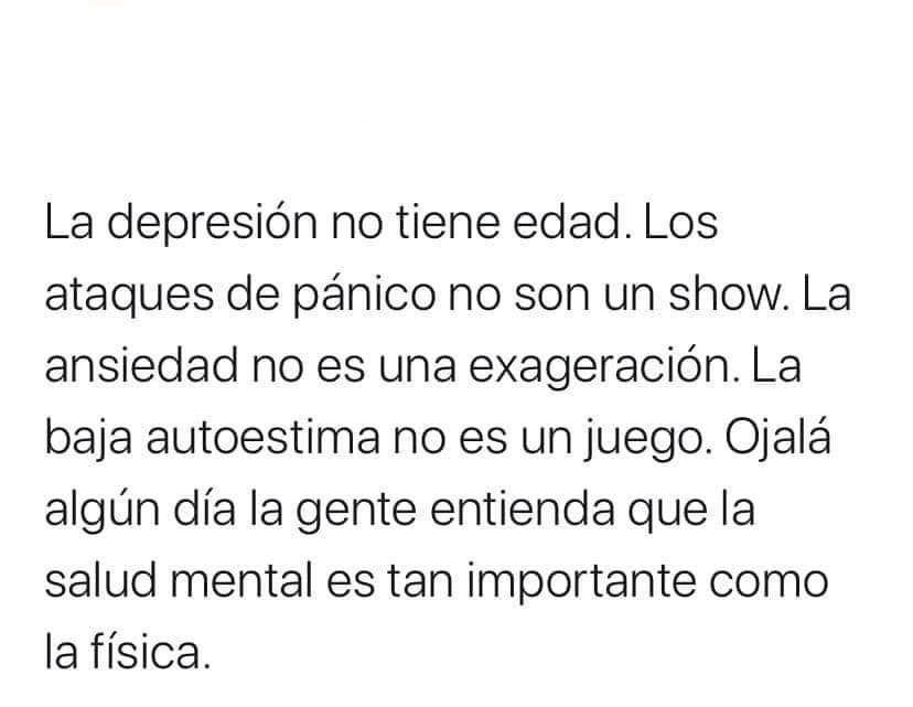 La depresión no tiene edad. Los ataques de pánico no son un show