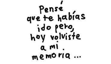 Pensé que te habías ido pero, hoy volviste a mi memoria...