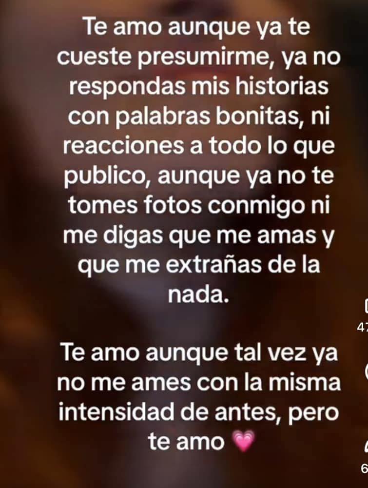 Te amo aunque ya te cueste presumirme