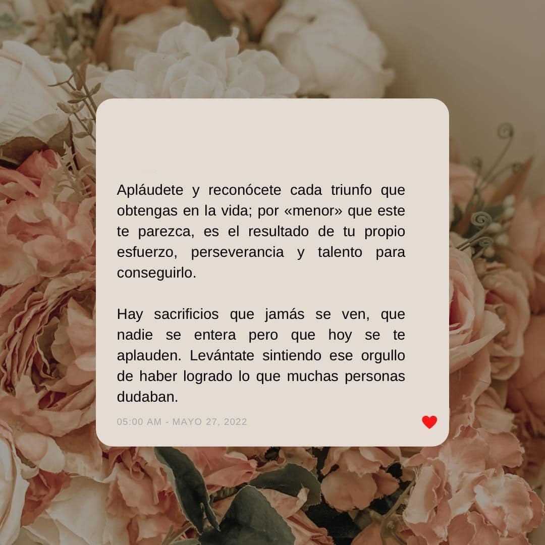 Aplaudete y reconócete cada triunfo que obtengas en la vida