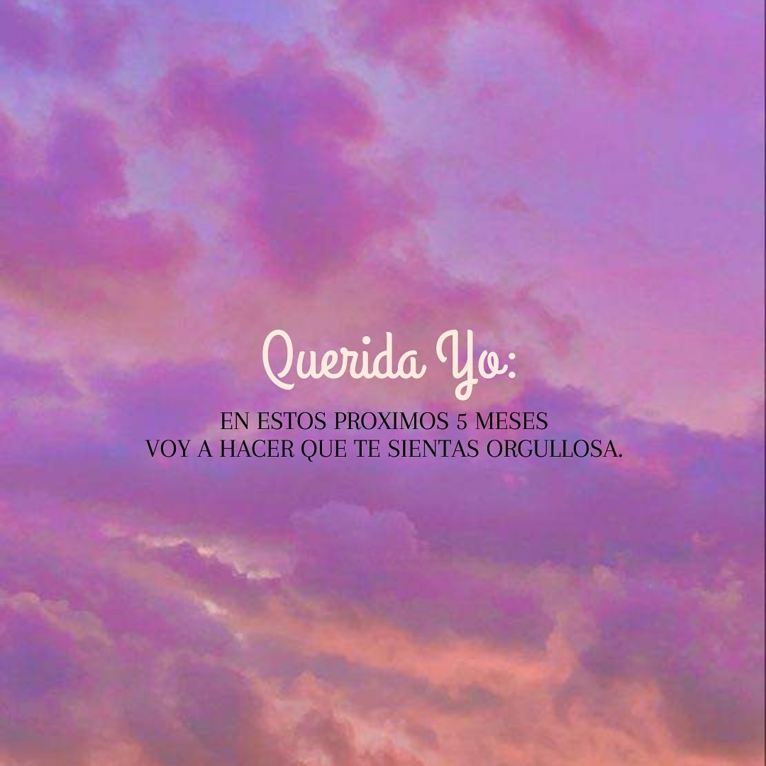 Querida yo: En Estos próximos 5 meses voy a hacer que te sientas orgullosa