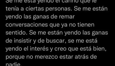 Se me está yendo el cariño que le tenía a ciertas personas