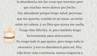 A veces pensamos que la abundancia es tener éxito y dinero...