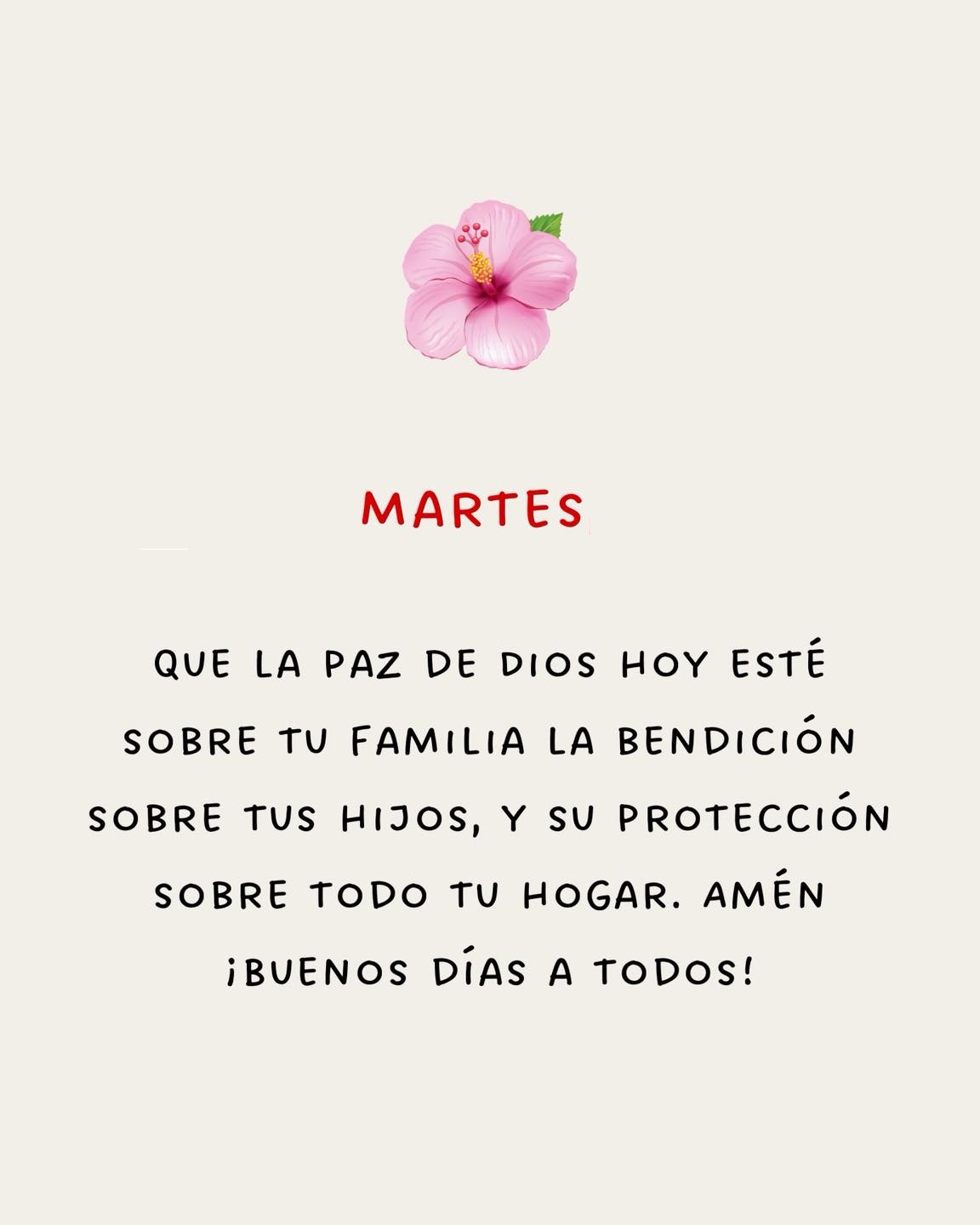 Martes Que la paz de Dios hoy esté sobre tu familia la bendición sobre tus hijos