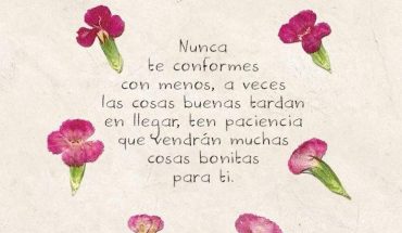 Nunca te conformes con menos a veces las cisas buenas tardan en llegar