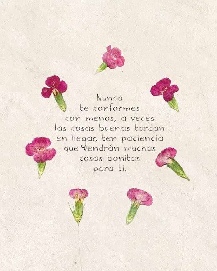 Nunca te conformes con menos a veces las cisas buenas tardan en llegar