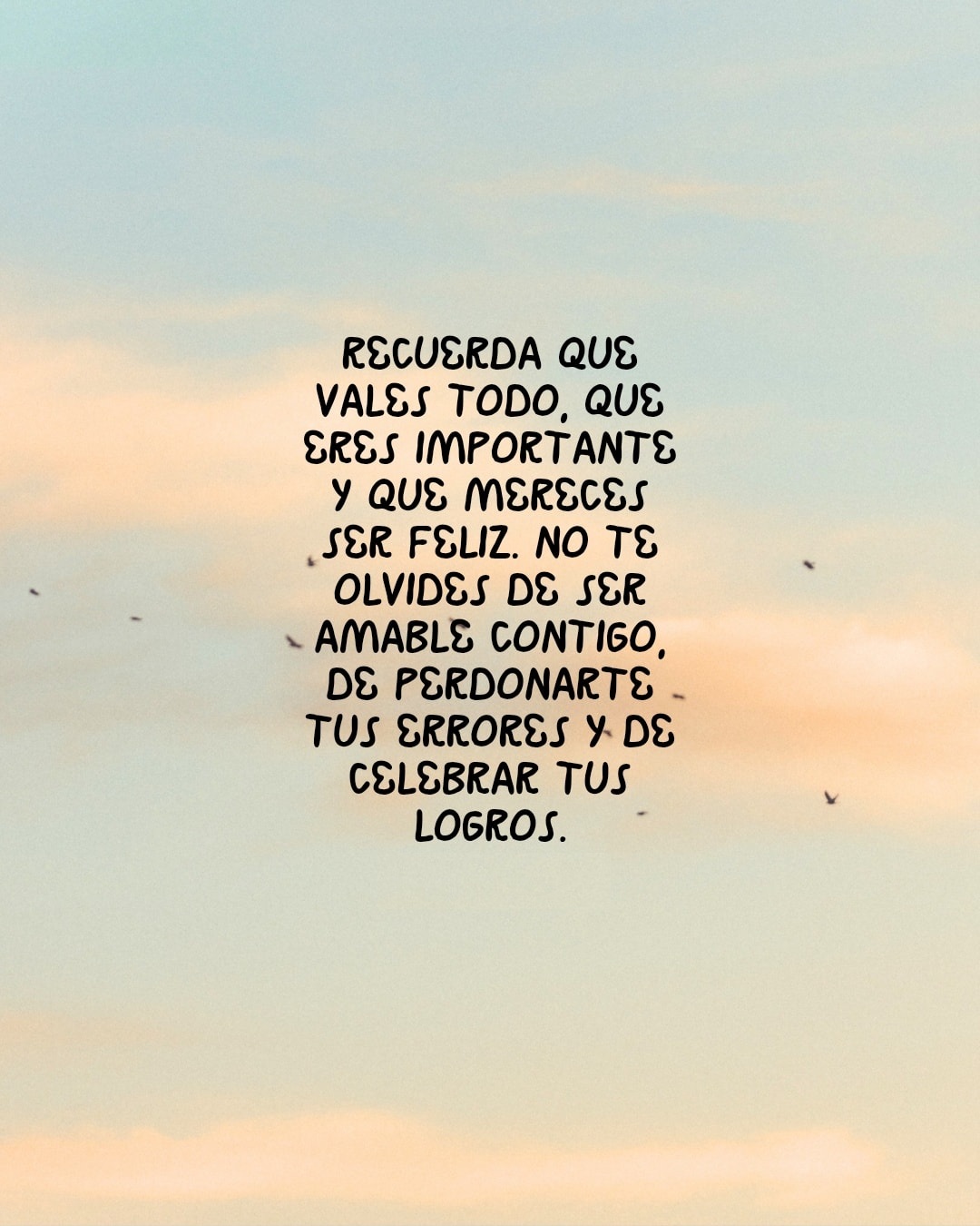 Recuerda que vales todo, que eres importante y que mereces ser feliz