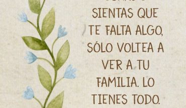 Cuando sientas que te falta algo, solo voltea a ver a tu familia. Lo tienes todo