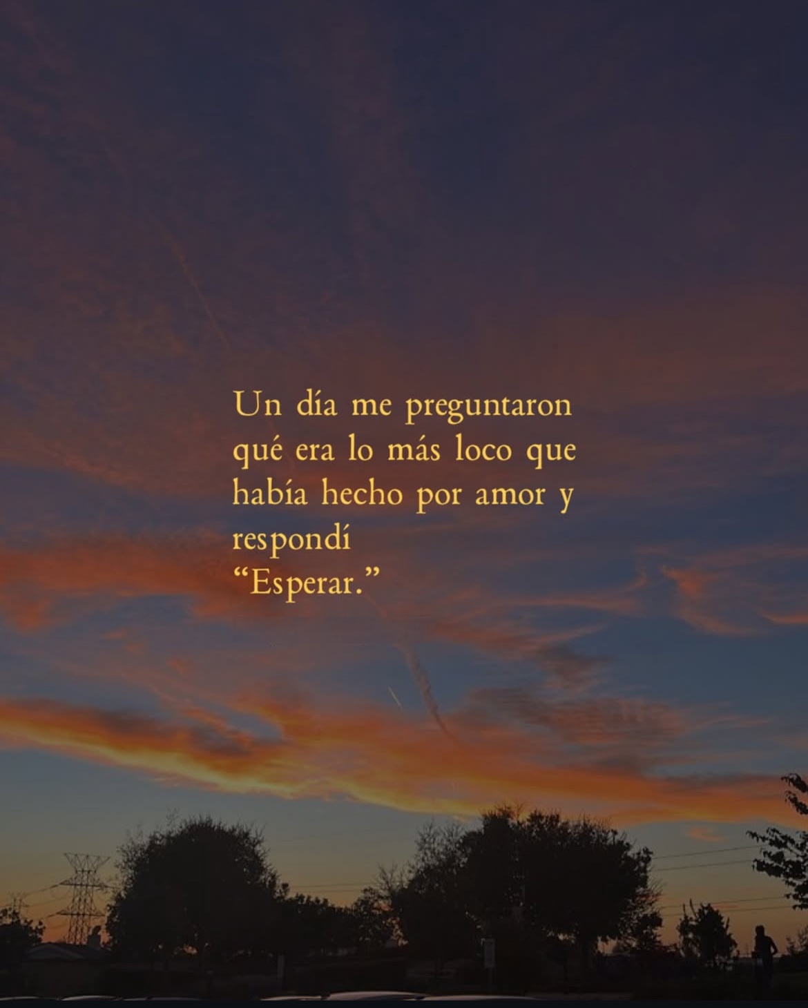 Un día me preguntaron que era lo más loco que habia hecho por amor y respondí ″esperar‶