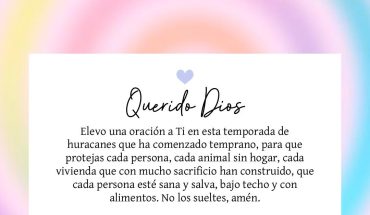 Querido Dios Elevo una oración a Ti en esta temporada de huracanes
