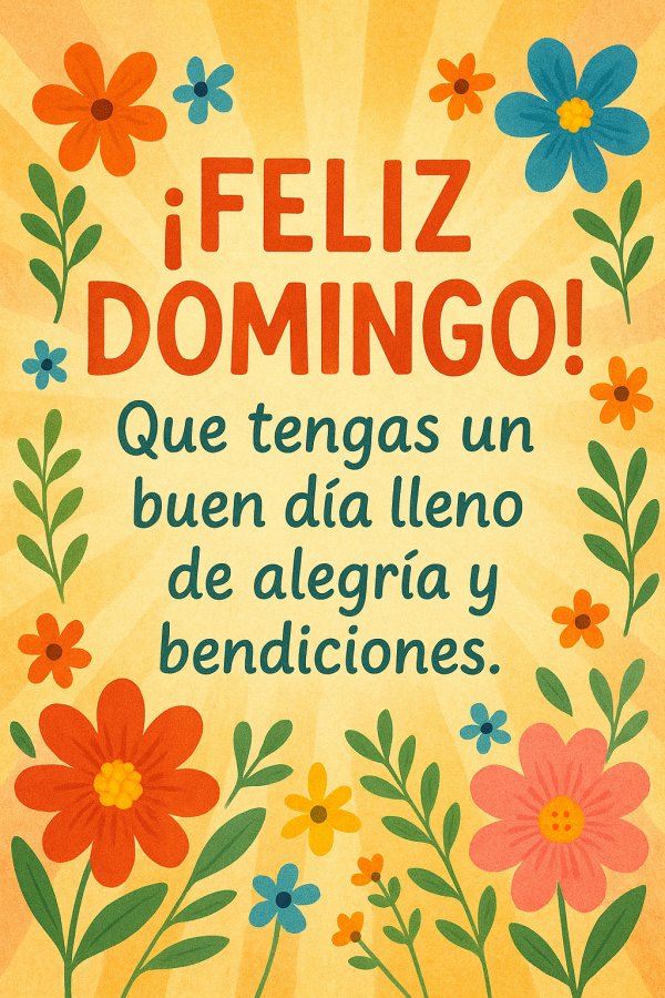 ¡Feliz Domingo! que tengas un buen día lleno de alegría y bendiciones