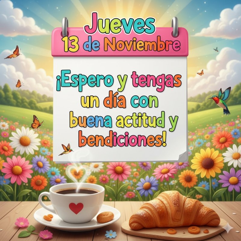 Jueves 13 de Noviembre: ¡Espero y tengas un día con buena actitud y bendiciones!