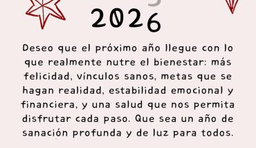 Deseo que el próximo año llegue con lo que realmente nutre el bienestar