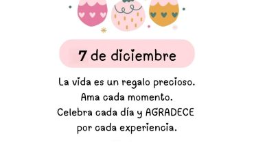7 de Diciembre La vida es un regalo precioso. Ama cada momento