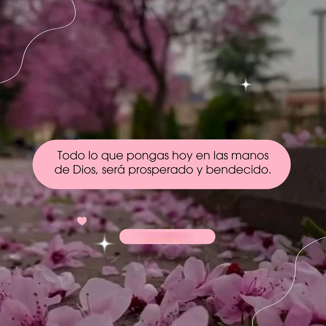 Todo lo que pongas hoy en las manos de Dios, ser prosperado y bendecido