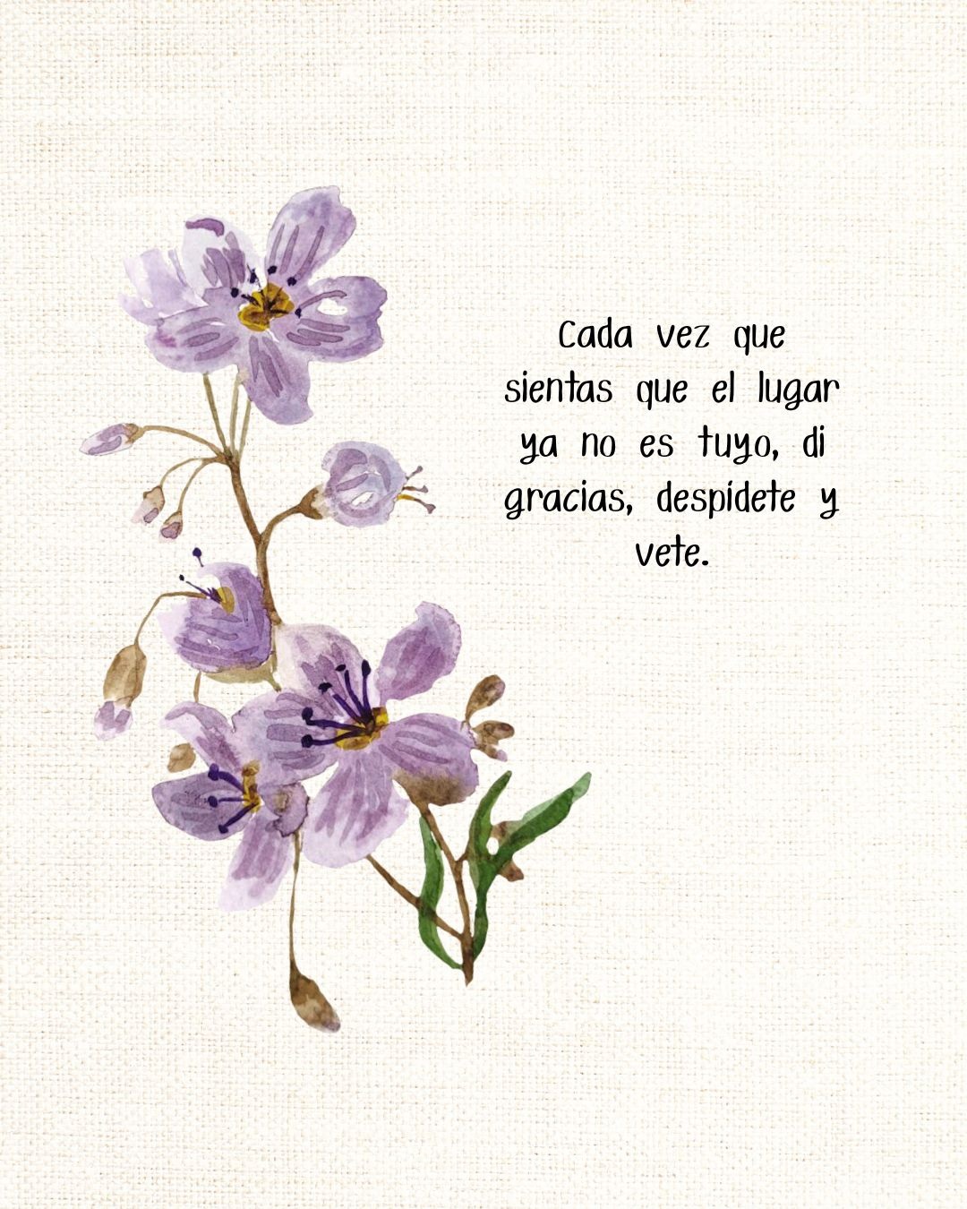 Cada vez que sientas que el lugar ya no es tuyo, di gracias, despídete y vete