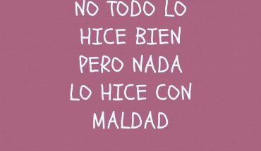 No todo lo hice bien pero nada lo hice con maldad